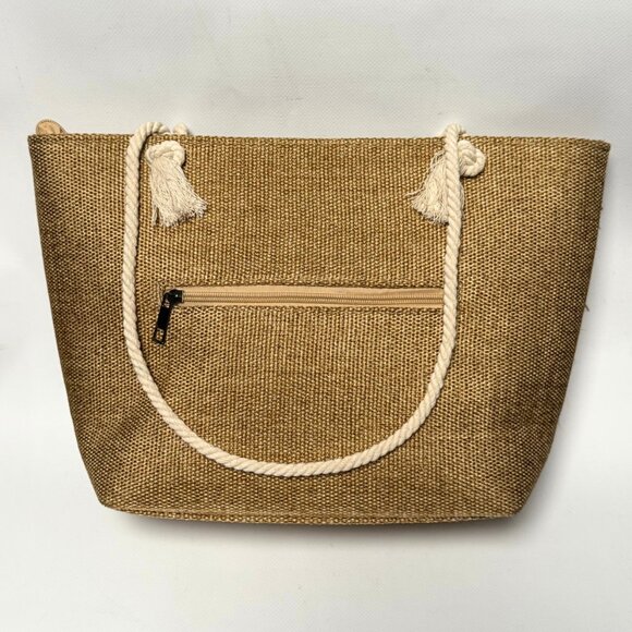 Syrian Woven Tote Bag – Brown Embroidered Evil Eye – Rope Handles – Like New - Picture 4 of 9